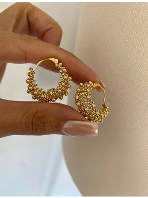 Bade Jewelry Fd Gold Örme Model Top Detaylı Basic&şık Kararmaz Küpe