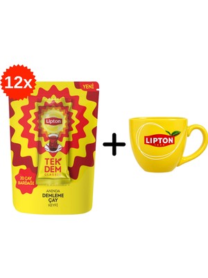 Lipton Klasik Tek Dem Çay 20LI x 12 Adet Hediye Seramik Kupa ile Ferahlatıcı Lezzet