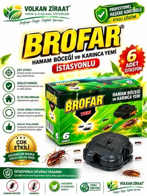 Volkan Ziraat Mühendislik Brofar 6'lı Profesyonel Hamamböceği Karınca Öldüren Yem Istasyonu ile Karafatmalar Probleminize Kesin Son! Sana Müthiş Bir Haberimiz Var! (E-Faturası Kesilen & Dijital Kütü...