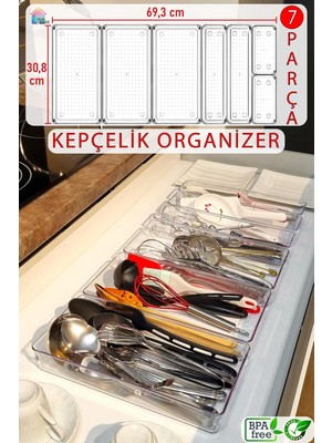Tr 7'li Kepçelik Set Modüler Organizer Kepçe Tahta Kaşık Çekmece Içi Düzenleyici Şeffaf 47