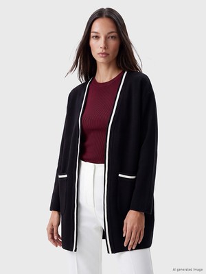 LC Waikiki Lcw Everyday Siyah Şal Yaka Soft Touch Kadın Hırka