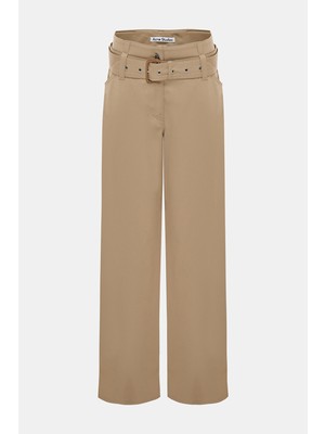 Acne Studios Acne Studıos Oversize Açık Bej Organik Pamuk Pantolon