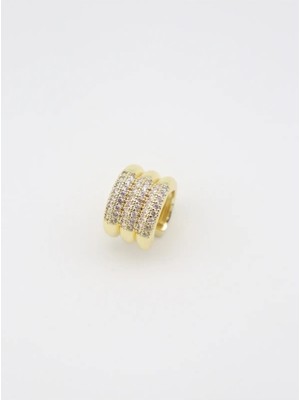 Bade Jewelry Vip Gold Taş Detaylı Kararmaz Çelik Şık Earcuff