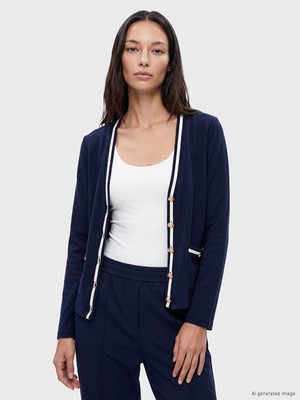 LC Waikiki Lcw Everyday Lacivert Şerit Detaylı Kadın Hırka