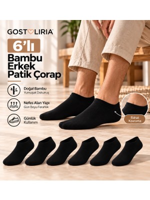 GOST LİRİA Premium Bambu Erkek Patik Çorap 6\' Lı Paket Siyah