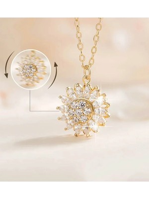Royal Consept Gold Zirkon Taşlı Hareketli Dönen Güneş Kolye