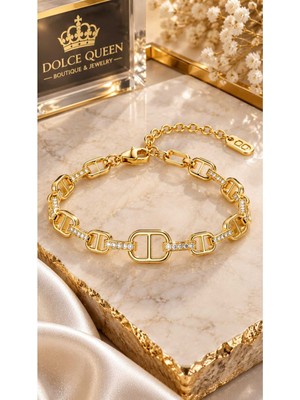 Dolce Queen Xuping Geometrik Taş Detaylı Çelik Kadın Bileklik