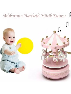 By Rk Tasarım Pembe Atlıkarınca Hareketli Müzik Kutusu Arkadaşa Hediye