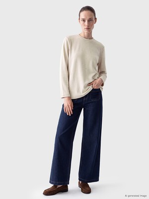 LC Waikiki Lcw Comfort Bej Bisiklet Yaka Taşlı Bluz