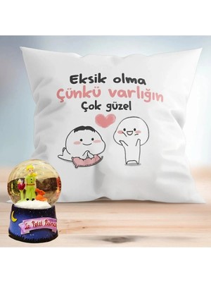 RK Tasarım Eksik Olma Puf Yastık & Küçük Prens Orta Kar Küresi
