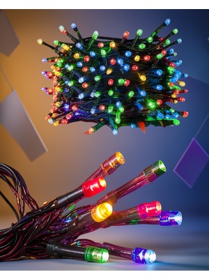 Ecruz 5 Metre 50 Ampul Rgb LED Işık Siyah Kablo