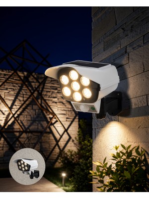 Ecruz Güneş Enerjili LED Güvenlik Lambası Kamera Tipi Hareket Sensörlü