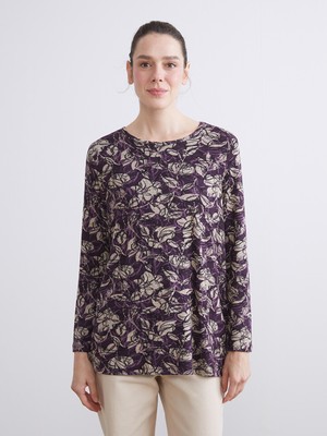 LC Waikiki Lcw Grace Mor Bisiklet Yaka Desenli Bluz