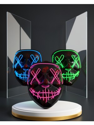 Ecruz Neon LED Işıklı Parti Maskesi 3 Modlu