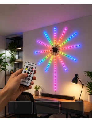 Ecruz Rgb LED Duvar Lambası Uzaktan Kumandalı Telefon Kontrollü UCZZDP626IŞIK-3-1