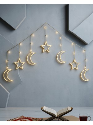 Ecruz Ay Yıldız LED Ramazan Lambası Sıcak Beyaz