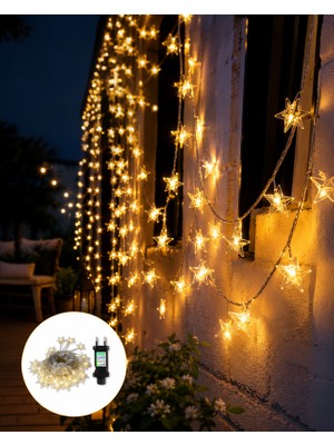 Ecruz 5 Metre Dekoratif Yıldız LED Işık Günışığı Tonu