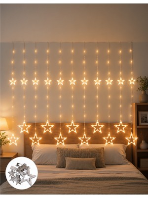 Ecruz Perde Tipi Yıldız Desenli LED Aydınlatma 3x3 Metre