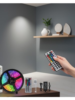 Ecruz Kumandalı Rgb Şerit LED 5 Metre Renk Değiştiren