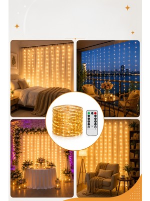 Ecruz 3x3 Metre Sıcak Beyaz LED Perde Işık