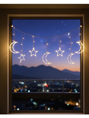 Ecruz LED Işıklı Ay Yıldız Ramazan Dekoru 45 cm