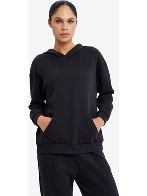 Lescon Siyah Kadın Kapüşonlu Sweatshirt 26S-2205-26N