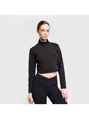 Lescon Siyah Kadın Antrenman Yarım Fermuarlı Sweatshirt 26B-2059