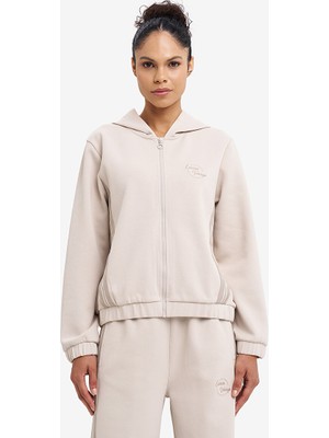 Lescon Ekru Kadın Fermuarlı Kapüşonlu sweatshirt 26N-2120