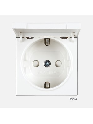 Viko Karre 55 Beyaz Kapaklı Topraklı Priz Çocuk Koruma C1 Mekanizma