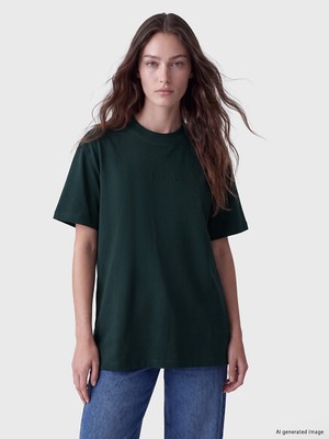 LC Waikiki Lcw Modest Petrol Bisiklet Yaka %100 Pamuklu Kadın Tişört