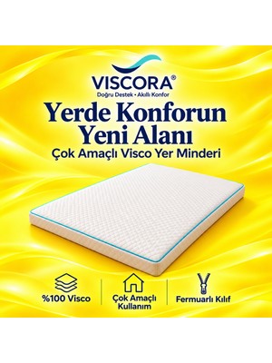 Viscora Çok Amaçlı Visco Yer Minderi - Bebek Yatağı– Çocuk Oyun ve Okuma Köşesi Için Fermuarlı 70×90×5 cm