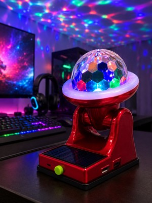 Salmore Çok Amaçlı Şarjlı LED Projektör Lamba Solar Enerjili Rgb Ambiyans ve Parti Işığı