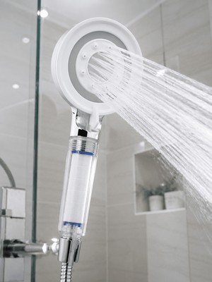 Salmore Şeffaf Filtre Hazneli Duş Başlığı Güçlü Akışlı Pratik Banyo Duşu