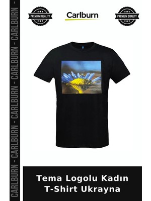 Carlburn Tema Logolu Kadın T-Shirt Ukrayna Parça Günlük Giyinmek