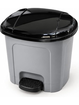 Salmore 3 Litre Plastik Pedallı Çöp Kovası Iç Hazneli Iç Kovalı Kapaklı Çöp Kutusu, Pedallı Çöp Kutusu, Küçük Boy Banyo Ofis Mutfak Çöp Kovası (Gri)