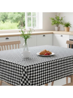 Salmore Kırmızı-Siyah Kareli Masa Örtüsü 150×150 cm | Yıkanabilir Kare Desen Sofra Örtüsü | Mutfak, Piknik ve Restoran Kullanımı Için Kare Masa Örtüsü (Siyah)