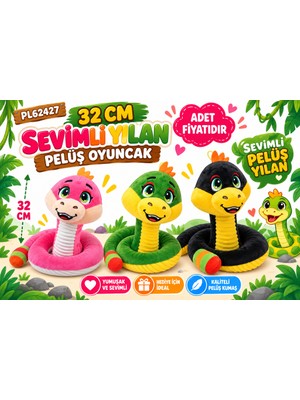 Salmore PL62427 32 cm Sevimli Yılan Peluş Oyuncak (Adet Fiyatıdır)