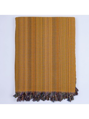 Salmore Püskül Boho Çift Kişilik Yatak Örtüsü ve Pike |%100 Pamuklu Ince Hafif Yazlık Battaniye & Dekoratif Koltuk Örtüsü | Çok Amaçlı Çeyizlik Günlük Kullanım (Hardal, 200X250 cm Çift Kişilik Pike)