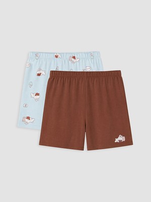 LC Waikiki Lcw Young Mavi Baskılı Kadın Şort Pijama Altı 2'li
