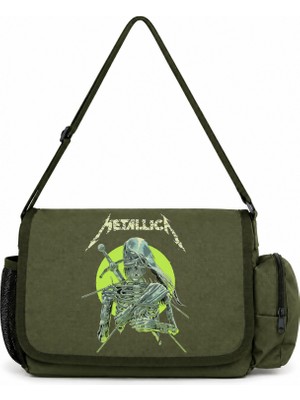 Sevbano Metallica Rock Metal Müzik Grubu Baskılı Okul, Spor, Ofis Çok Amaçlı Postacı Çantası