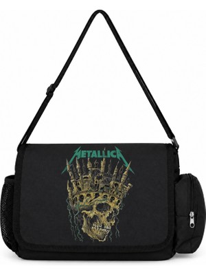 Sevbano Metallica Rock Metal Müzik Grubu Baskılı Okul, Spor, Ofis Çok Amaçlı Postacı Çantası