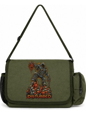 Sevbano Disturbed Rock Metal Müzik Grubu Baskılı Okul, Spor, Ofis Çok Amaçlı Postacı Çantası