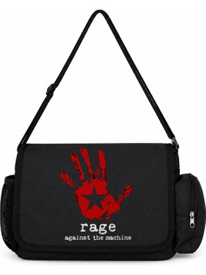 Sevbano Rage Against The Machine Rock Metal Müzik Grubu Baskılı Okul, Spor, Ofis Çok Amaçlı Postacı Çantası
