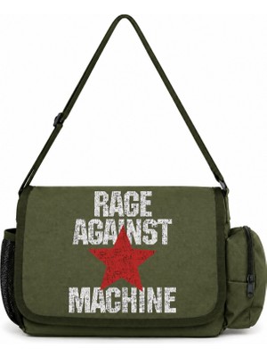 Sevbano Rage Against The Machine Rock Metal Müzik Grubu Baskılı Okul, Spor, Ofis Çok Amaçlı Postacı Çantası