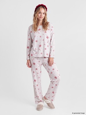 LC Waikiki Lcw Dream Karışık Yılbaşı Temalı Kadın Pijama Takımı