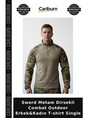 Carlburn Sword Metam Dirsekli Combat Outdoor Erkek&kadın T-Shirt Single Taktik Giyim Yaka Detaylı