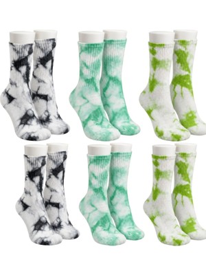 Melonika Unisex Batik Desenli Çorap 6'lı Set Renkli Pamuklu Uzun Soket Dikişsiz Nefes Alan Günlük Spor �