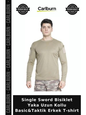 Carlburn Single Sword Bisiklet Yaka Uzun Kollu Basic&taktik Erkek T-Shirt Kombin Mevsim Macera