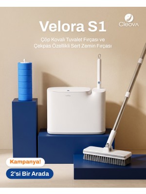 Cleova Kartuşlu Tuvalet Fırçalı Çöp Kovası Seti ve Banyo Fırçası