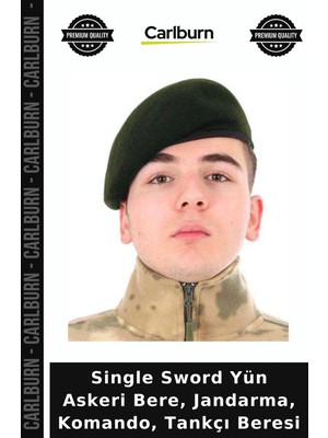 Carlburn Single Sword Yün Askeri Bere, Jandarma, Komando, Tankçı Beresi Kadın Giyim Açık Hava Kışlık Aksesuar